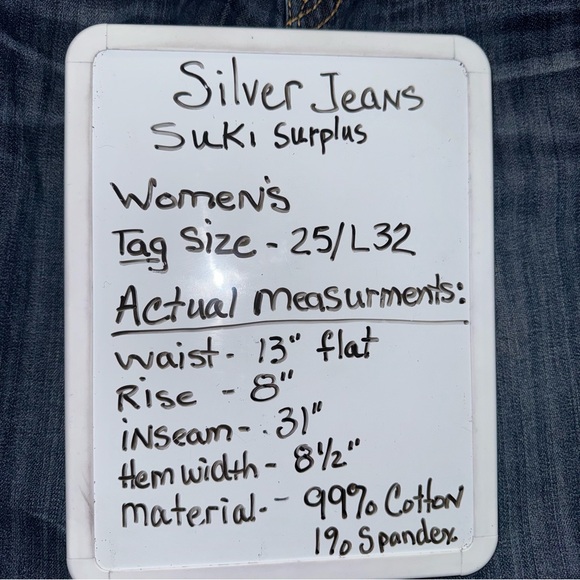 Silver Jeans Suki Surplus Bootcut Dark Wash Womens 26x31 Stretch Denim Flare Fit - Picture 8 of 9